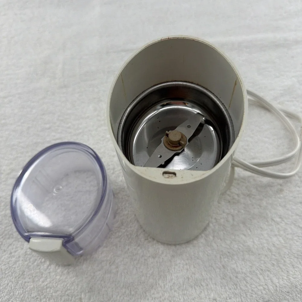 Krups 203 One Touch Coffee Bean Spice Mill Grinder White Tested